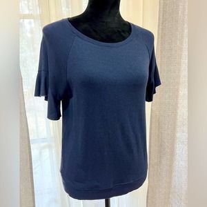 Anthropologie Michael Stars Flutter Sleeve Navy top